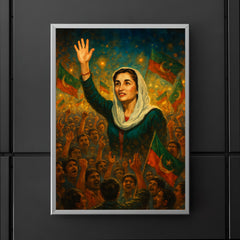 Benazir Bhutto in luminous campaign crowd poster 5