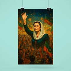 Benazir Bhutto in luminous campaign crowd poster 6