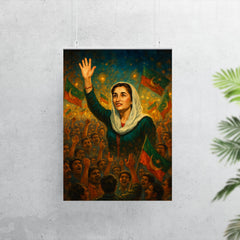 Benazir Bhutto in luminous campaign crowd poster 7