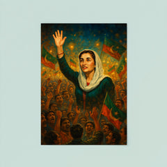 Benazir Bhutto in luminous campaign crowd poster 8