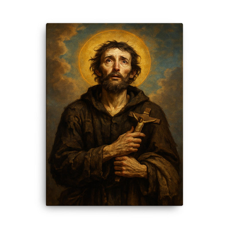 Benedict Joseph Labre canvas print on a plain backdrop in size 18