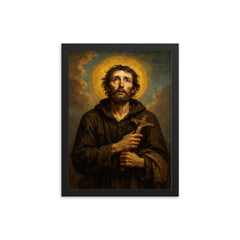 Benedict Joseph Labre framed print on a plain backdrop in size 12"x16".