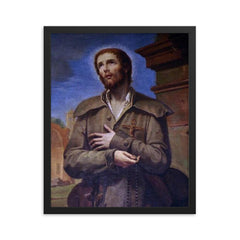 Benedict Joseph Labre framed print on a plain backdrop in size 16"x20".