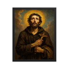 Benedict Joseph Labre framed print on a plain backdrop in size 16"x20".