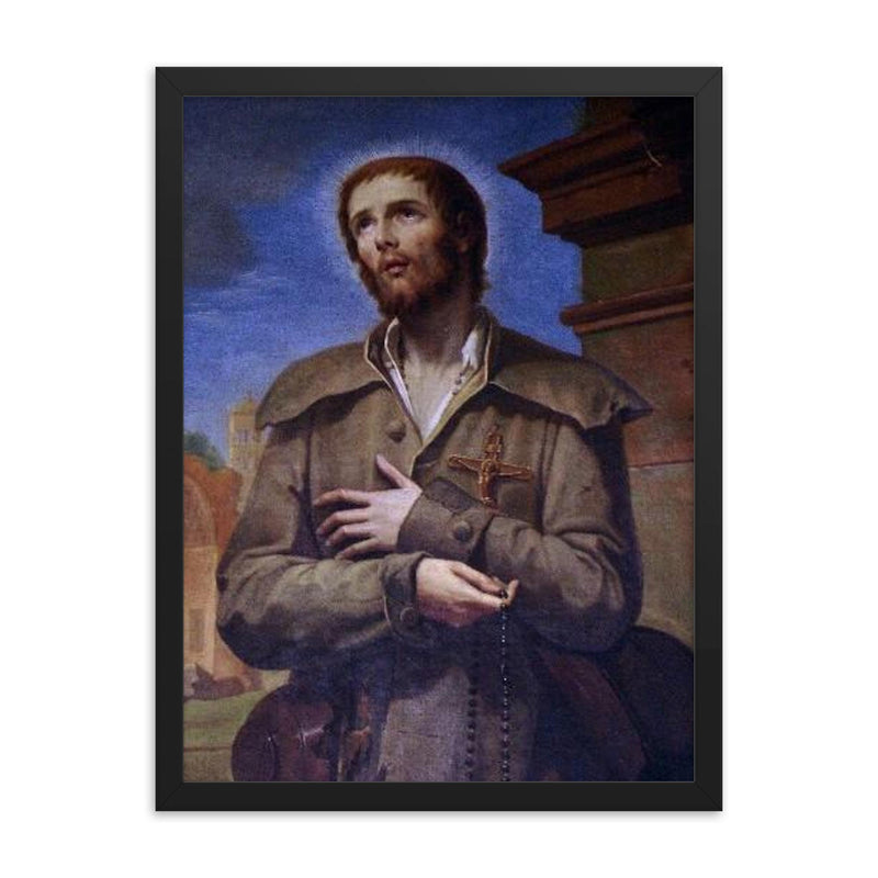 Benedict Joseph Labre framed print on a plain backdrop in size 18