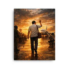 Benigno Aquino Jr airport tarmac final walk canvas print on a plain backdrop in size 16"x20".