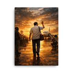 Benigno Aquino Jr airport tarmac final walk canvas print on a plain backdrop in size 18"x24".