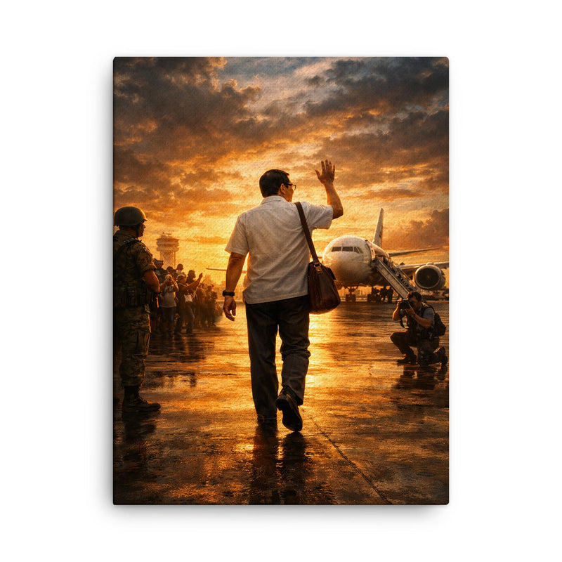 Benigno Aquino Jr airport tarmac final walk canvas print on a plain backdrop in size 18