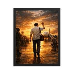 Benigno Aquino Jr airport tarmac final walk framed print on a plain backdrop in size 16"x20".