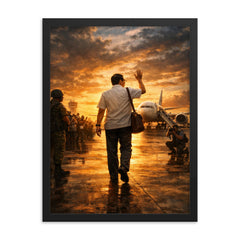 Benigno Aquino Jr airport tarmac final walk framed print on a plain backdrop in size 18"x24".