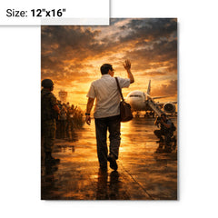 Benigno Aquino Jr airport tarmac final walk metal print on a plain backdrop in size 12"x16".