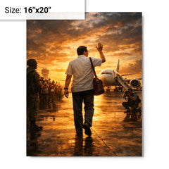 Benigno Aquino Jr airport tarmac final walk metal print on a plain backdrop in size 16"x20".