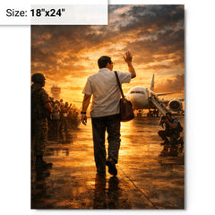 Benigno Aquino Jr airport tarmac final walk metal print on a plain backdrop in size 18"x24".