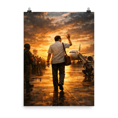 Benigno Aquino Jr airport tarmac final walk poster on a plain backdrop in size 8"x10".