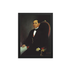 Benito Juarez framed print on a plain backdrop in size 12"x16".