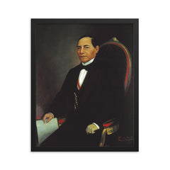 Benito Juarez framed print on a plain backdrop in size 16"x20".