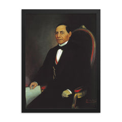 Benito Juarez framed print on a plain backdrop in size 18"x24".