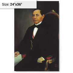 Benito Juarez metal print on a plain backdrop in size 24"x36".