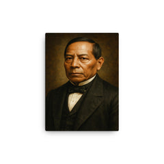 Benito Juarez portrait canvas print on a plain backdrop in size 12"x16".