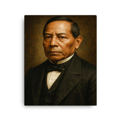 Benito Juarez portrait canvas print on a plain backdrop in size 16"x20".
