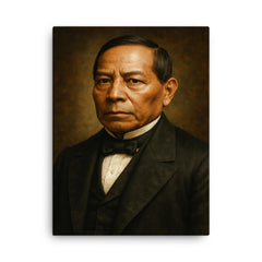 Benito Juarez portrait canvas print on a plain backdrop in size 18"x24".