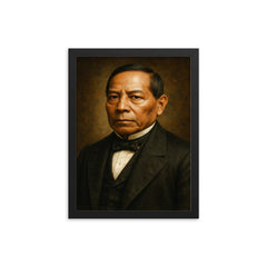 Benito Juarez portrait framed print on a plain backdrop in size 12"x16".