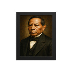Benito Juarez portrait framed print on a plain backdrop in size 8"x10".