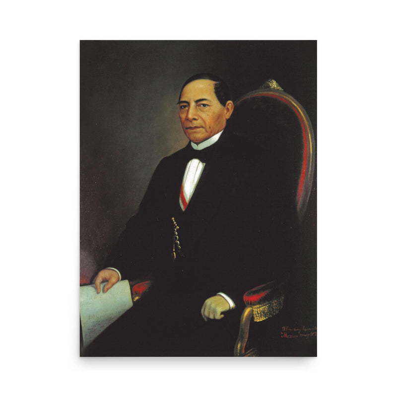 Benito Juarez poster on a plain backdrop in size 18