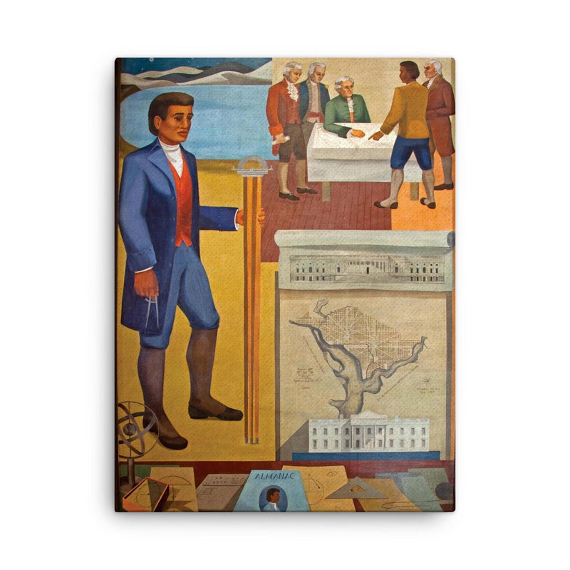 Benjamin Banneker canvas print on a plain backdrop in size 18