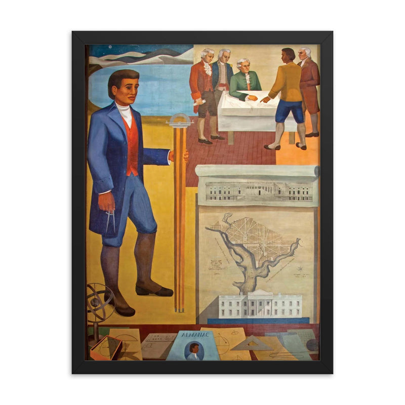 Benjamin Banneker framed print on a plain backdrop in size 18