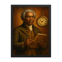 Benjamin Banneker framed print on a plain backdrop in size 18"x24".