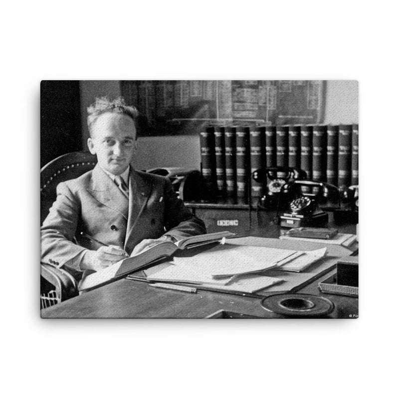 Benjamin Ferencz, Chief Prosecutor of the Subsequent Nuremberg Trials, 1947 canvas print on a plain backdrop in size 18