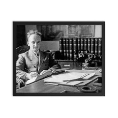 Benjamin Ferencz, Chief Prosecutor of the Subsequent Nuremberg Trials, 1947 framed print on a plain backdrop in size 16"x20".