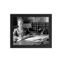 Benjamin Ferencz, Chief Prosecutor of the Subsequent Nuremberg Trials, 1947 framed print on a plain backdrop in size 8"x10".