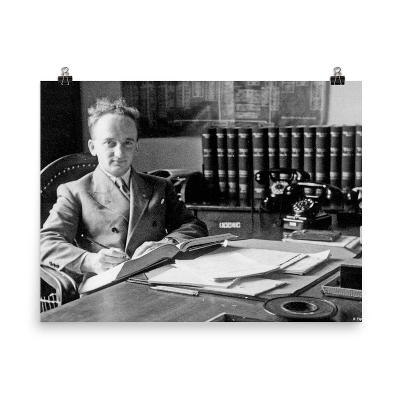 Benjamin Ferencz, Chief Prosecutor of the Subsequent Nuremberg Trials, 1947 poster on a plain backdrop in size 8
