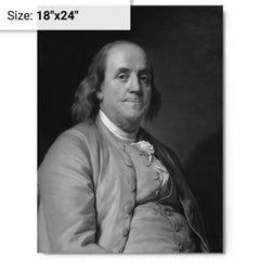 Benjamin Franklin (Black and White) metal print on a plain backdrop in size 18"x24".