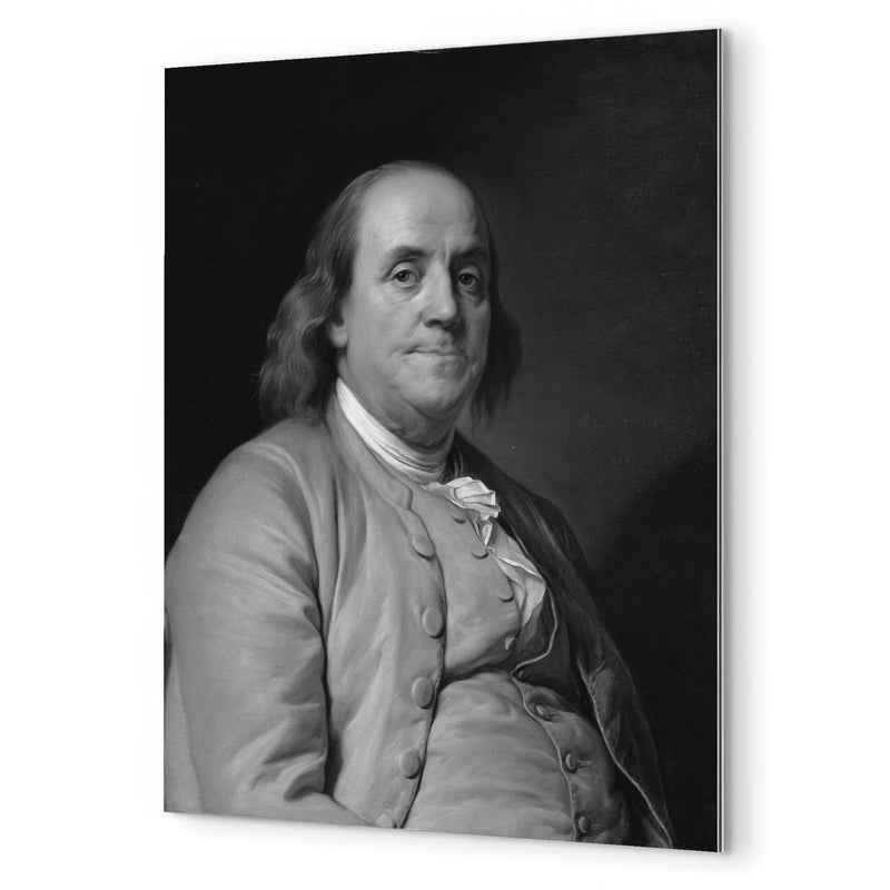 Benjamin Franklin (Black and White) metal print mockup