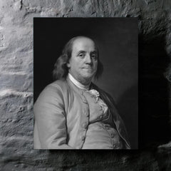 Benjamin Franklin (Black and White) metal print mockup