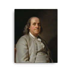 Benjamin Franklin canvas print on a plain backdrop in size 16"x20".