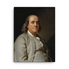 Benjamin Franklin canvas print on a plain backdrop in size 18"x24".