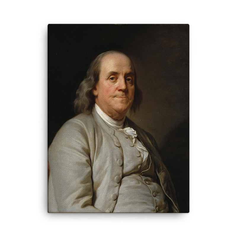 Benjamin Franklin canvas print on a plain backdrop in size 18