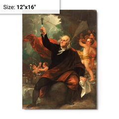Benjamin Franklin Drawing Electricity from the Sky by Benjamin West metal print on a plain backdrop in size 12"x16".