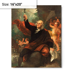 Benjamin Franklin Drawing Electricity from the Sky by Benjamin West metal print on a plain backdrop in size 16"x20".