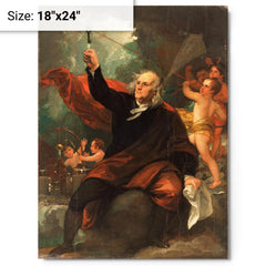 Benjamin Franklin Drawing Electricity from the Sky by Benjamin West metal print on a plain backdrop in size 18"x24".