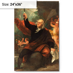 Benjamin Franklin Drawing Electricity from the Sky by Benjamin West metal print on a plain backdrop in size 24"x36".