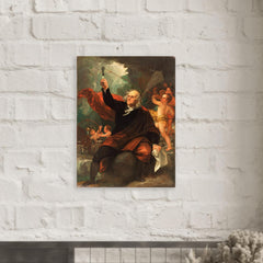 Benjamin Franklin Drawing Electricity from the Sky by Benjamin West metal print mockup