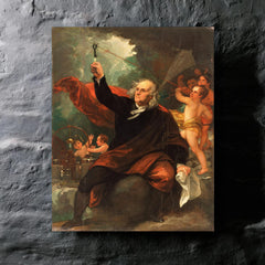 Benjamin Franklin Drawing Electricity from the Sky by Benjamin West metal print mockup