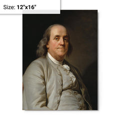 Benjamin Franklin metal print on a plain backdrop in size 12"x16".