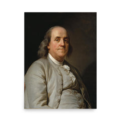 Benjamin Franklin poster on a plain backdrop in size 18"x24".