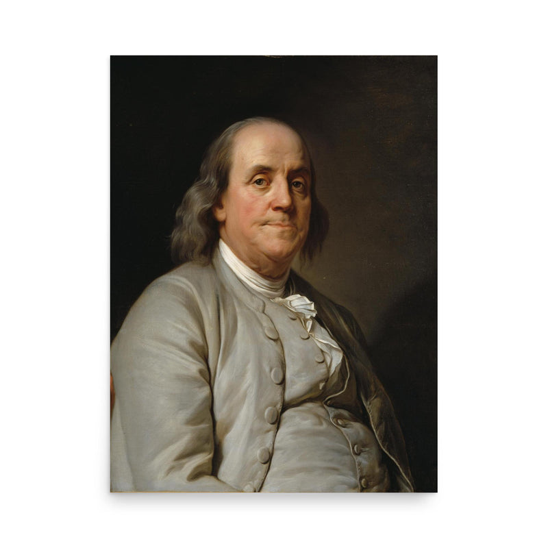 Benjamin Franklin poster on a plain backdrop in size 18